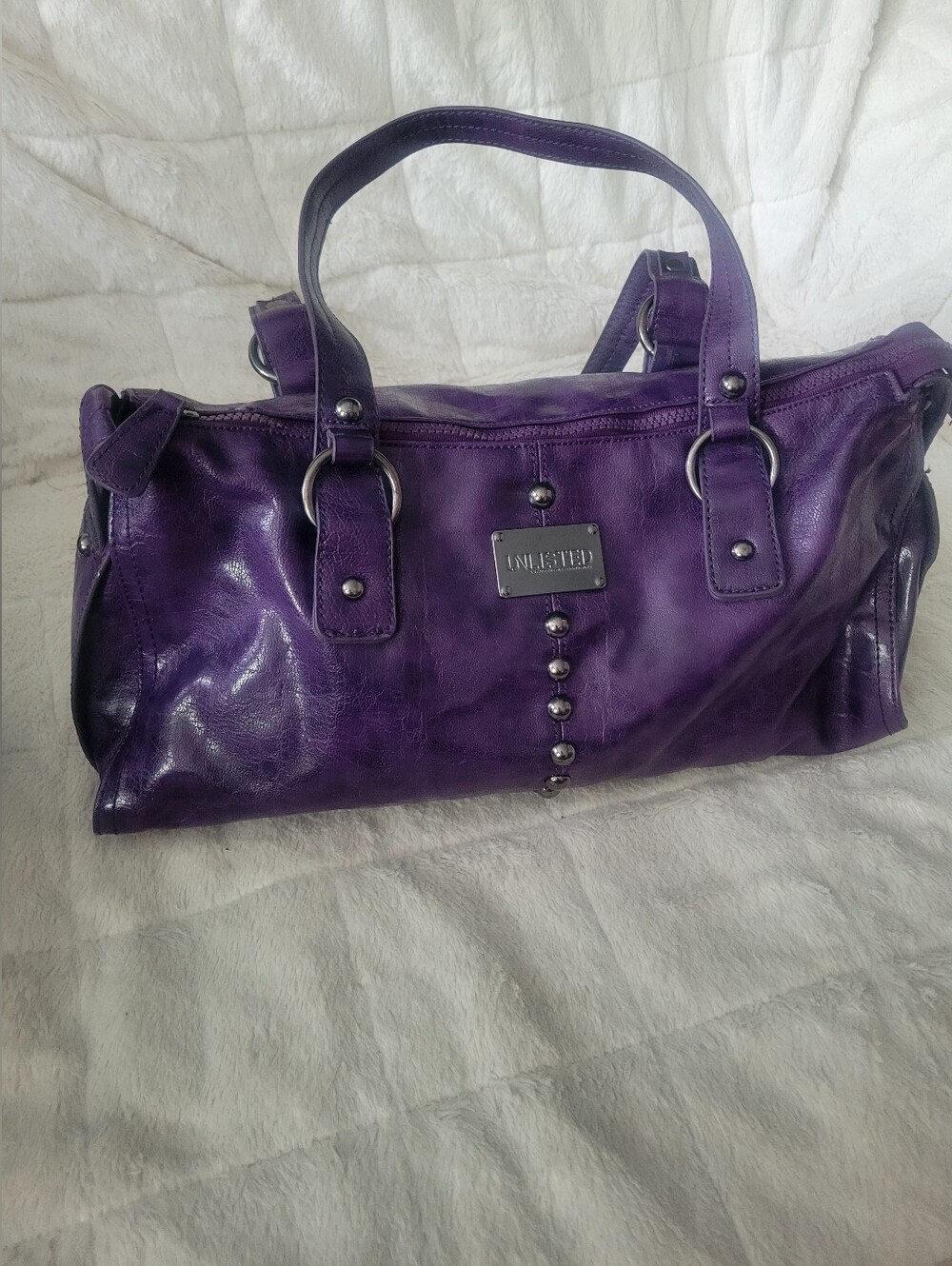 Unlisted Purple Leather Satchel Bag
